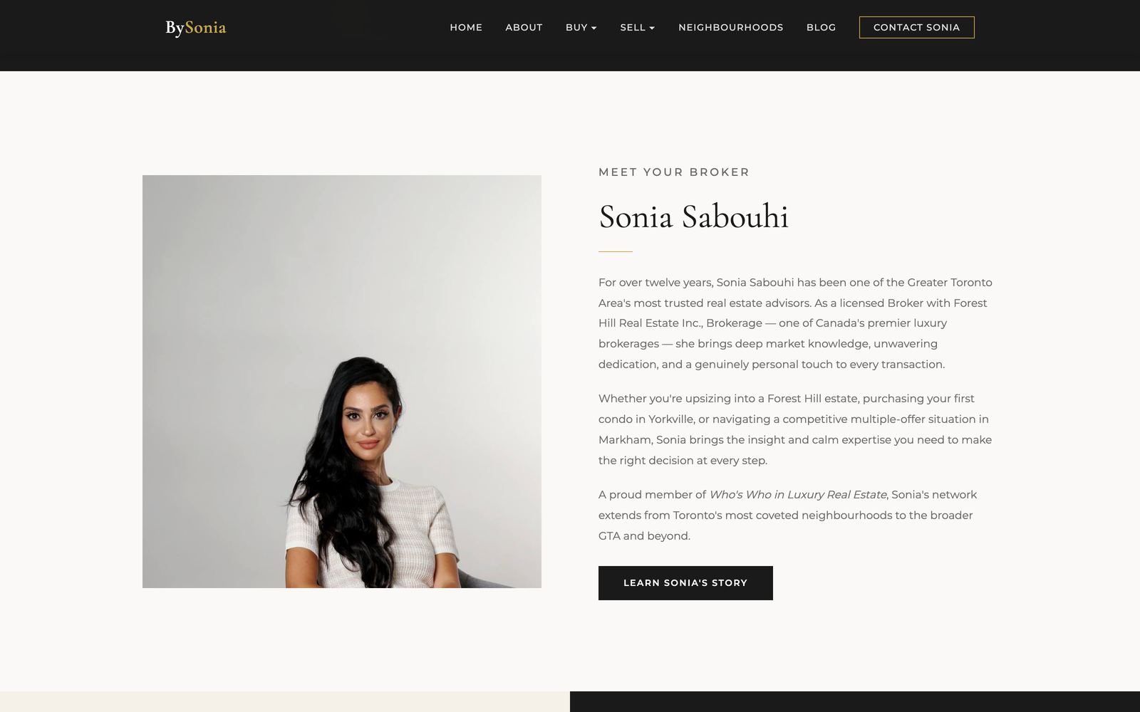 BySonia homepage on desktop