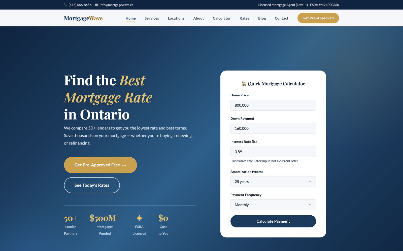 MortgageWave homepage on desktop