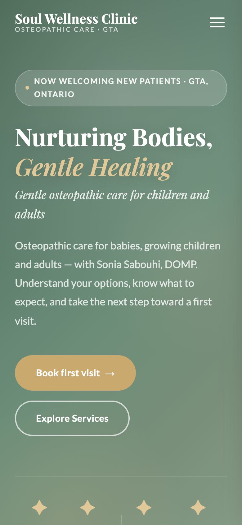 Soul Wellness Clinic homepage on mobile
